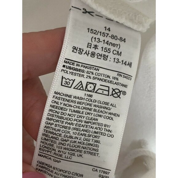 Gap Girls denim Skinny Jeans Size 14 Stretch White - Picture 4 of 4